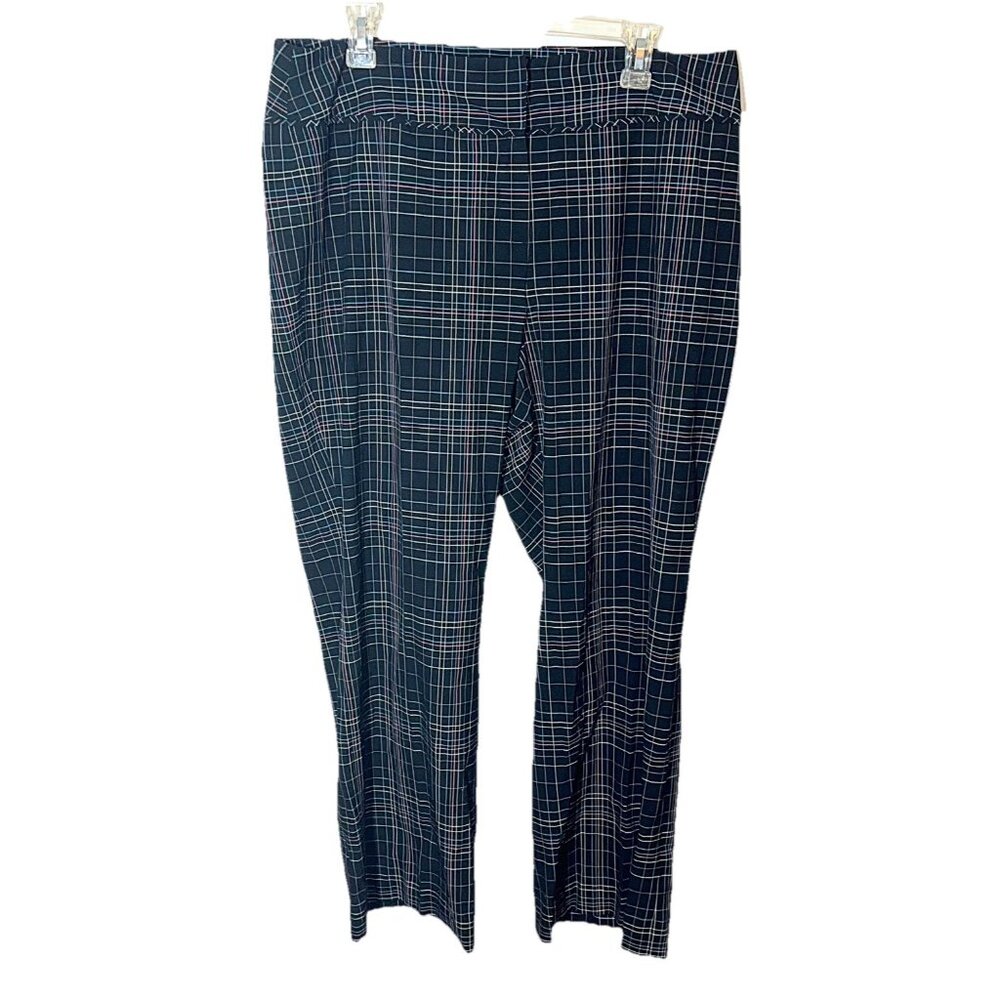 NWT Lei Petite Dress Pants Black Multicolor Striped Clasp Zip Up Sz 16P